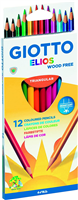 Giotto Elios Wood Free Pack De 12 Lapices Triangulares De Colores - Sin Madera - Mina 3.3 Mm - Colores Surtidos