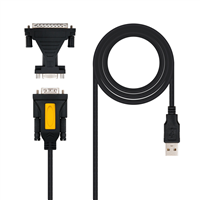 Nanocable Conversor Usb A Serie Impresoras - Tipo A M-Rs232 Db9 M Db25 M - 1,8 M - Color Negro