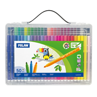 Milan Maletin De 50 Rotuladores De Punta Conica - Punta 5 Mm - Tinta A Base De Agua - Mezclable Entre Si - Colores Surtidos