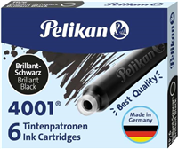 Pelikan 4001 Tp 6 Pack De 6 Cartuchos - Tinta De Alta Calidad - Compatible Con Plumas Estilograficas - Color Negro