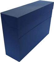 Elba Caja De Transferencia - Carton Forrado Con Tela Geltex - Tapa Con Cierre De Presion - Solapa Abatible - Medidas 39.6X25.4Cm - Color Azul