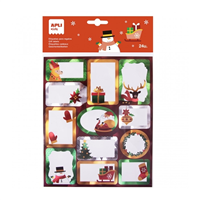 Apli Pack De 24 Etiquetas Adhesivas Navideas Para Regalos - Tamaos Y Diseos Surtidos - Espacio Para Escribir