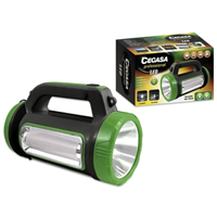 Cegasa Profesional Linterna Multifuncion Led - 5 Modos De Iluminacion - Bateria De 1800Mah - Alimentacion Solar Y Por Usb - Color Negro Verde