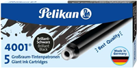 Pelikan 4001 Gtp 5 Pack De 5 Cartuchos Largos - Tinta De Alta Calidad - Compatible Con Plumas Estilograficas - Color Negro