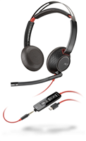 Plantronics Poly Blackwire C5220 Usb-C Auriculares Con Microfono - Cancelacion De Ruido - Diadema Metalica Acolchada - Almohadillas De Piel Sintetica - Controles En Cable
