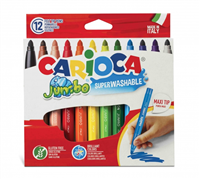 Carioca Jumbo Pack De 12 Rotuladores - Cuerpo Octogonal Maxi - Tinta Superlavable - Punta Maxi 6Mm Bloqueada - Tapa Ventilada - Color Varios