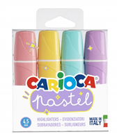 Carioca Memolight Pack De 4 Subrayadores Pastel - Tinta A Base De Agua Y Lavable - Punta Biselada - Color Varios