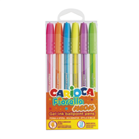 Carioca Fiorella Neon Pack De 6 Boligrafos De Colores Tinta Gel - Punta De Bola 1Mm - Cuerpo Transparente Fluo - Colores Neon Surtidos