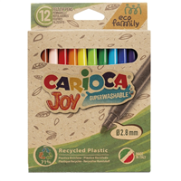 Carioca Joy Eco Family Pack De 12 Rotuladores Punta Fina 2.8Mm Bloqueada - Tinta Superlavable - Capuchon Ventilado - Colores Surtidos