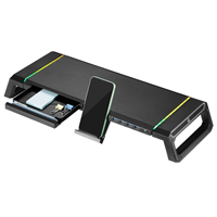 Ewent Ew1268 Elevador Para Monitor Rgb Extensible - Plegable Con Cajon Y Soporte Para Smartphone - Hub Usb 3.0 De 4 Puertos - Color Negro
