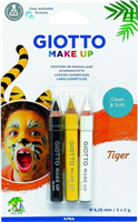 Giotto Make Up Tiger Pack Con 3 Lapices Cosmeticos De Tematica Tigre - Se Lava Con Agua - Dermatologicamente Testado - Colores Surtidos