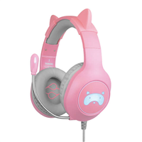 Fr-Tec Auriculares Gaming Tanooki - Auriculares Gaming Con Luz Led - Sonido Estereo Hd En Altavoces De 50Mm - Cancelacion De Ruido - Diadema Ajustable Con Orejas Divertidas - Microfono Flexible - Color Rosa