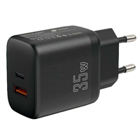 Leotec Cargador Para Smartphone 35W Con Puertos Usb-C Pd 3.0 Y Usb-A - Proteccion Contra Sobrecorriente Y Cortocircuito - Color Negro
