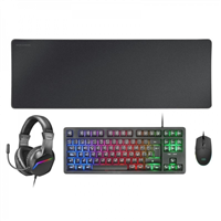 Mars Gaming Mcp-Rgb3 Combo Gaming 4En1 - Teclado Tkl H-Mech Red - Raton Rgb Flow 3200 Dpi - Auriculares Frgb Rainbow - Alfombrilla Xxl Antideslizante - Color Negro