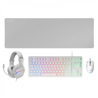 Mars Gaming Mcp-Rgb3 Combo Gaming 4En1 - Teclado Tkl H-Mech - Raton 3200 Dpi Rgb - Auriculares Frgb Con Cancelacion De Ruido - Alfombrilla Xxl Antideslizante - Color Blanco