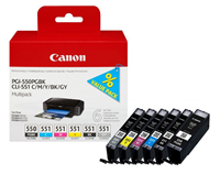 CANON-PGI550/CLI551-PACK-DE-6-CARTUCHOS-DE-TINTA-ORIGINALES-6496B0056496B005 8714574623207
