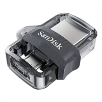 Sandisk Ultra Dual Drive M3.0 Memoria Usb 3.0 Y Micro Usb 32Gb - Hasta 150Mb S De Lectura - Color Transparente Negro (Pendrive)