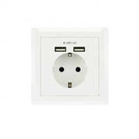Nanocable Roseta Base De Enchufe De Pared Empotrable Tipo Schuko Con 2 Tomas Usb 2.4A - Color Blanco