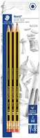Staedtler Noris 122 Pack De 3 Lapices De Grafito Hexagonales 2Hb Con Goma - Resistencia A La Rotura - Madera De Bosques Sostenibles