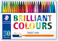 Staedtler Triplus Color 323 Pack De 50 Rotuladores De Punta Fina - Trazo 1Mm Aprox - Tinta Base De Agua - Colores Surtidos