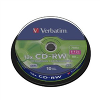 Verbatim Cd-Rw Regrabable 8-12X 700Mb (Tarrina 10 Uds)