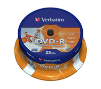 Verbatim Dvd-R Printables 16X 4.7Gb (Tarrina 25 Uds)