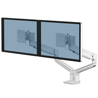 Fellowes Tallo Brazo Para Monitor Doble - Brazo Giratorio De 270 - Sistema Con Muelle De Gas - Hasta 9Kg - Color Blanco