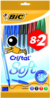 Bic Cristal Soft Pack De 10 Boligrafos De Bola - Punta Media De 1.2Mm - Trazo 0.45Mm - Escritura Mas Fluida - Colores Surtidos