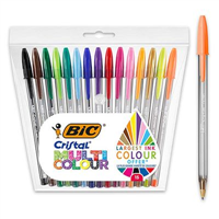 Bic Cristal Multicolour Pack De 15 Boligrafos De Bola - Punta 1.6Mm - Trazo 0.42Mm - Tinta Con Base De Aceite - Colores Surtidos